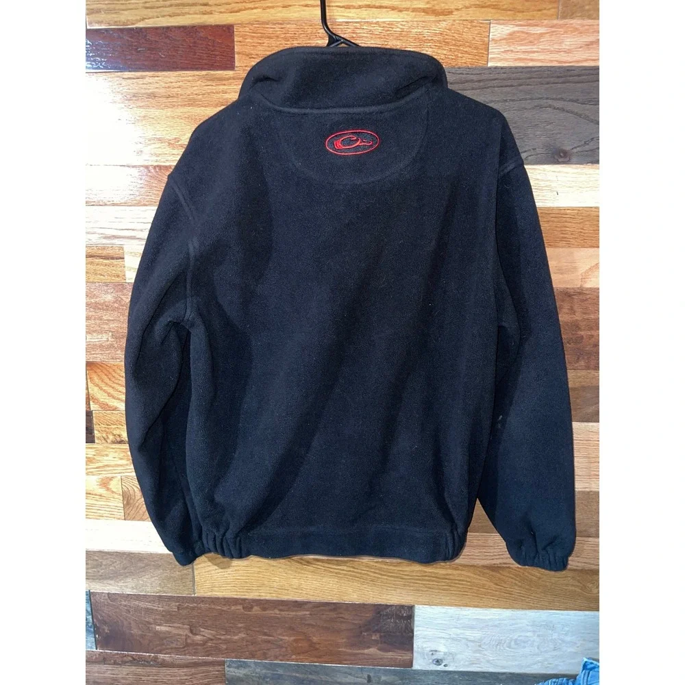 Drake Mens M Black Fleece Jacket Ole Miss Rebels Full Zip Outdoor Mid Layer